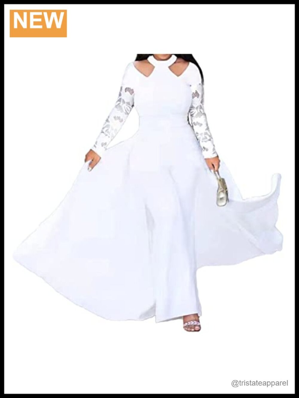 Long Sleeve Lace Patchwork Jumpsuit Evening Party Cocktail